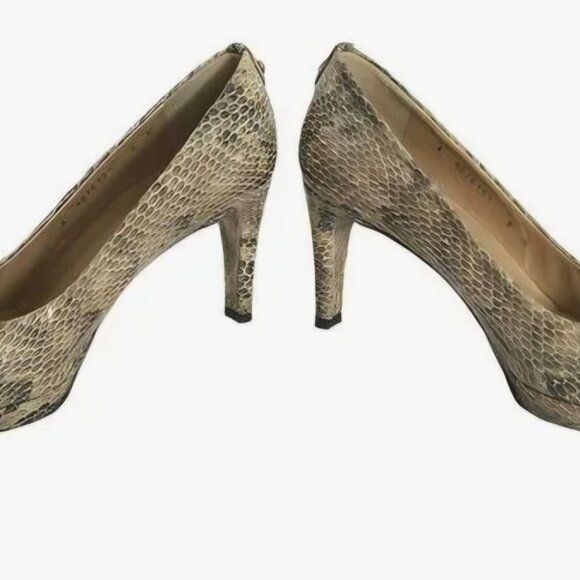 Stuart Weitzman snakeskin peep toe snakeskin heels10 - Picture 2 of 7
